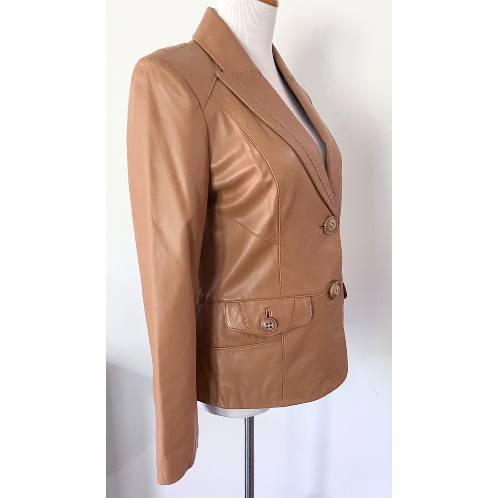 New! BERNARDO Cognac Leather Jacket Size Small - Picture 3 of 15
